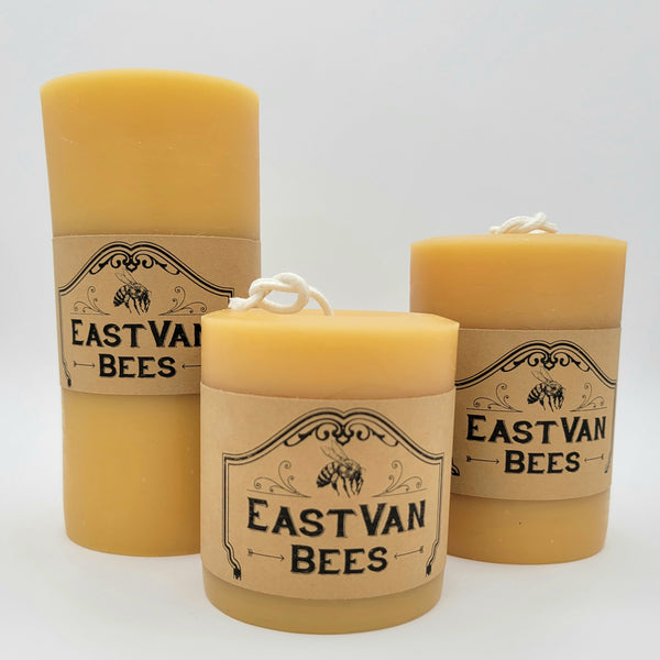3 INCH WIDE 100% BEESWAX PILLAR CANDLE
