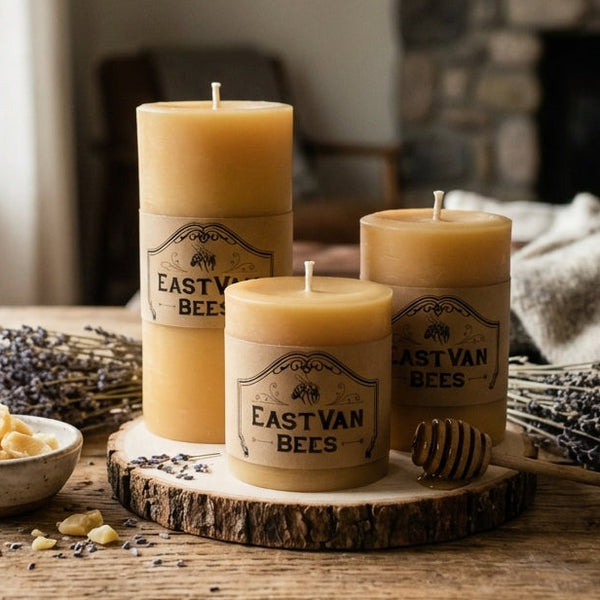 3 INCH WIDE 100% BEESWAX PILLAR CANDLE