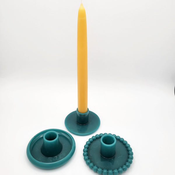Beeswax Candlestick Holder and Hand Dipped Taper Candle