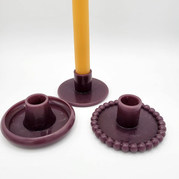 Beeswax Candlestick Holder and Hand Dipped Taper Candle