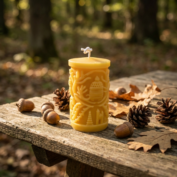 Beeswax candle- Boreal Pillar- 100% Pure Canadian Beeswax