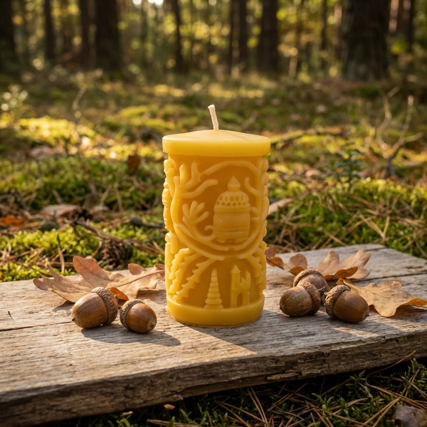 Beeswax candle- Boreal Pillar- 100% Pure Canadian Beeswax