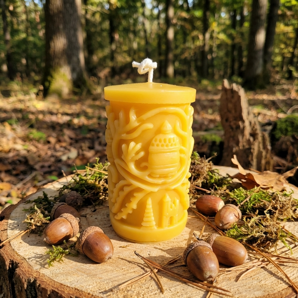 Beeswax candle- Boreal Pillar- 100% Pure Canadian Beeswax