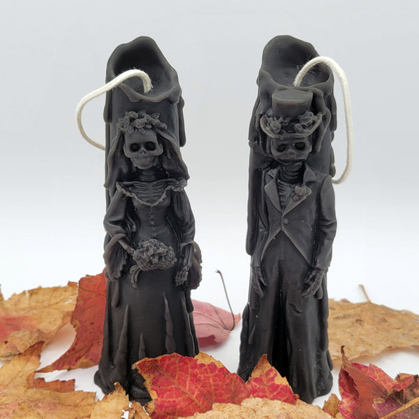 Beeswax candle- Skeleton Groom & Bride