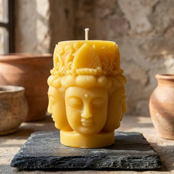 Beeswax candle- 4 Buddha pillar