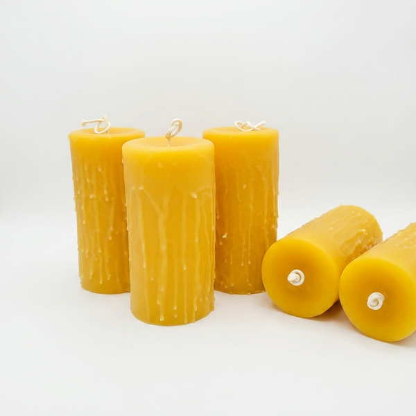 Hand-Dripped Pillar - Beeswax Candles - 3" wide