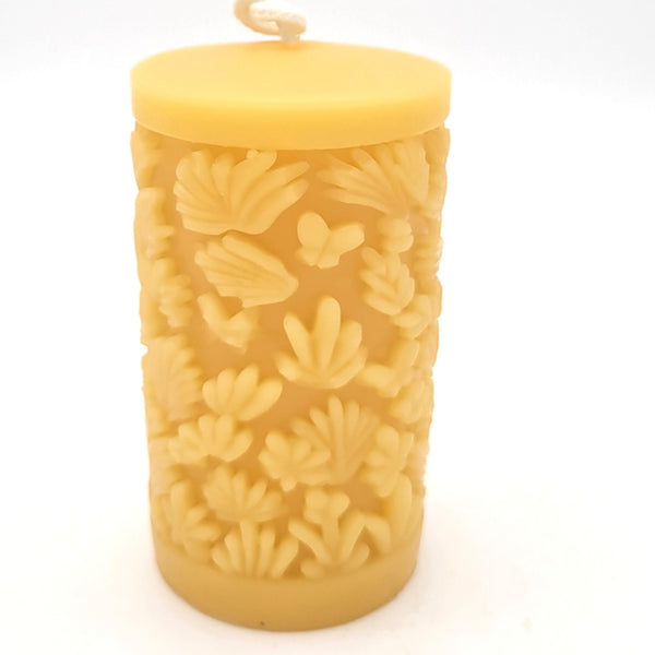 Beeswax candle- Floral Pillar- 100% Pure Canadian Beeswax