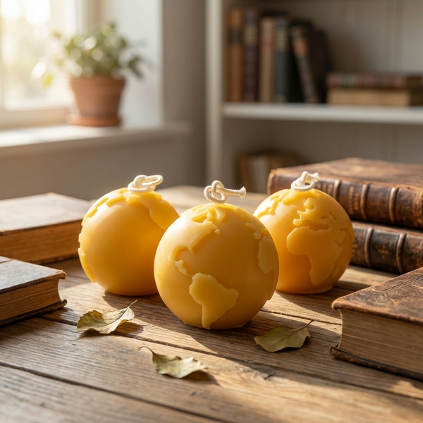 World Globe Beeswax candle