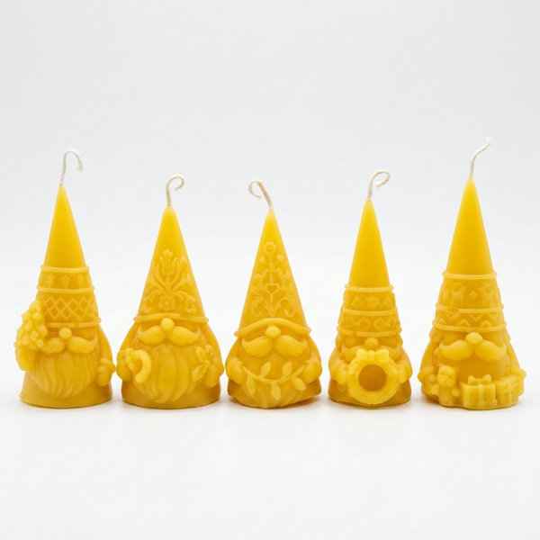 The Five Yule Nisse – Pure Beeswax Gnome Candle Set | Nordic Christmas & Holiday Gift