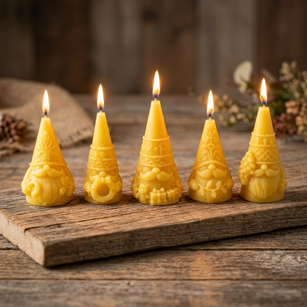 The Five Yule Nisse – Pure Beeswax Gnome Candle Set | Nordic Christmas & Holiday Gift