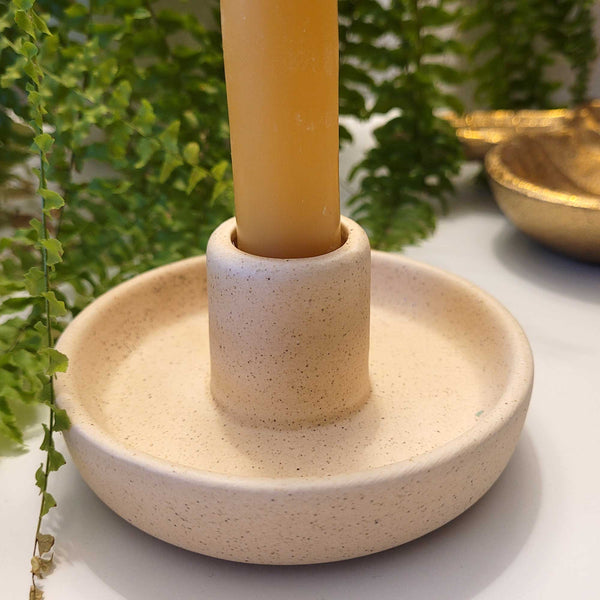 Hand Dipped Taper Candles- with Hygge Ceramic candle holder