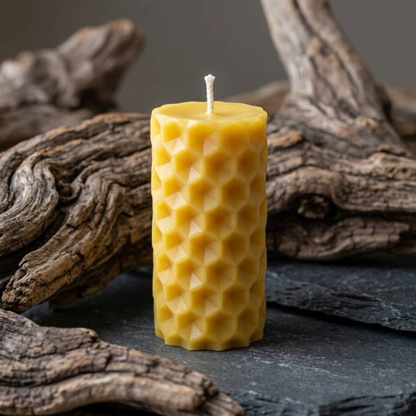 Beeswax candle- HoneyComb Pillar - 5.25" - 100% Pure Canadian Beeswax