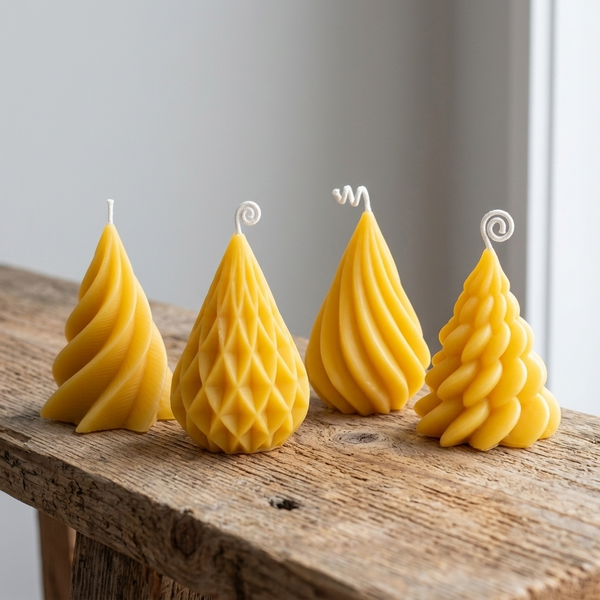 Modern Geometric Tree Candles – 100% Pure Beeswax