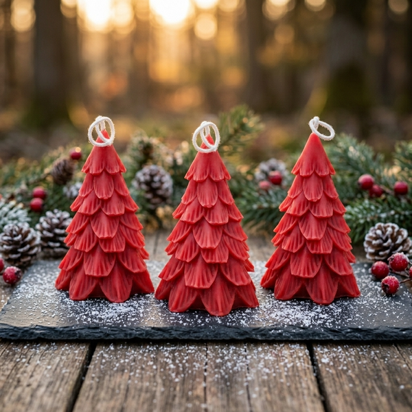 Beeswax candle- Christmas trees