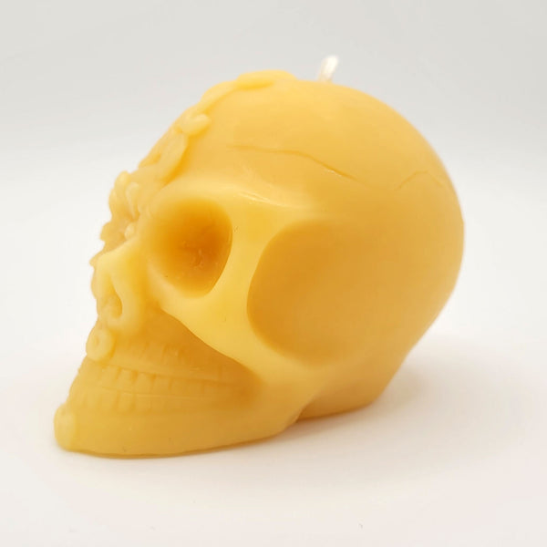 Beeswax candle- Filigree Skull