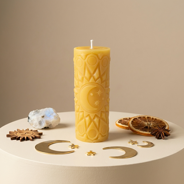 Sun & Moon 100% Beeswax Candle