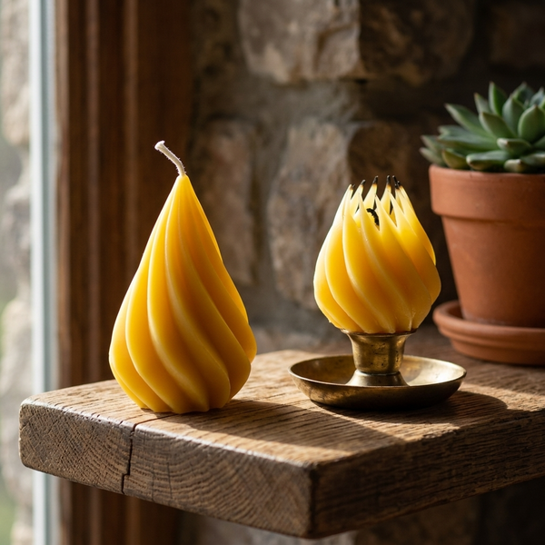 Modern Geometric Tree Candles – 100% Pure Beeswax