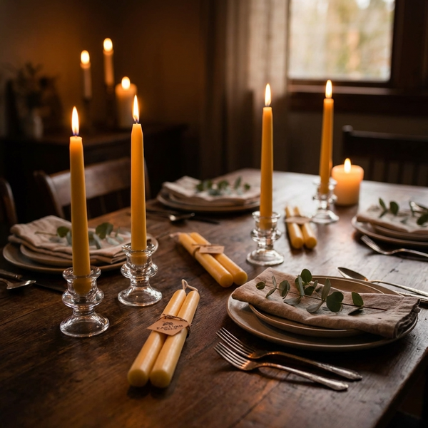Hand Dipped Taper Candles- 8" / 9" / 10" / 11" - 1 pair - 100% Pure Canadian Beeswax
