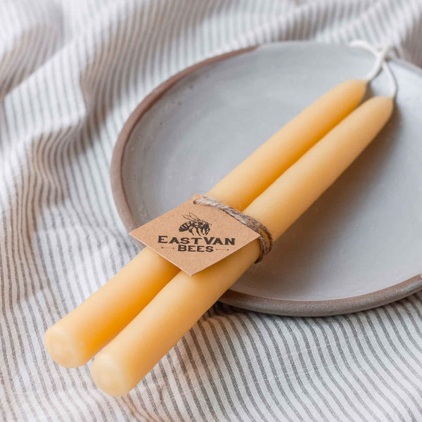 Hand Dipped Taper Candles- with Hygge Ceramic candle holder
