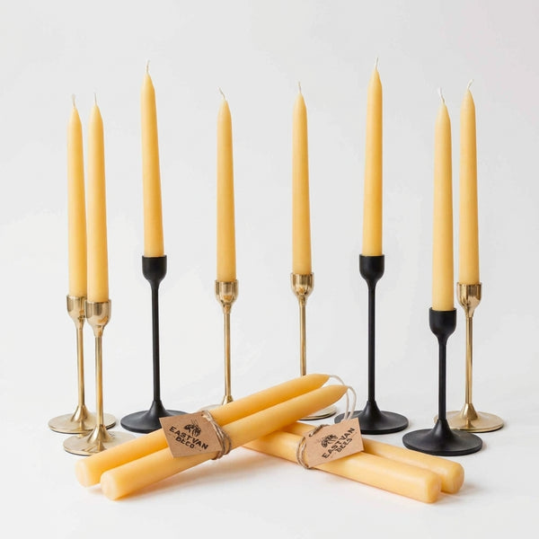 Hand Dipped Taper Candles- 8" / 9" / 10" / 11" - 1 pair - 100% Pure Canadian Beeswax