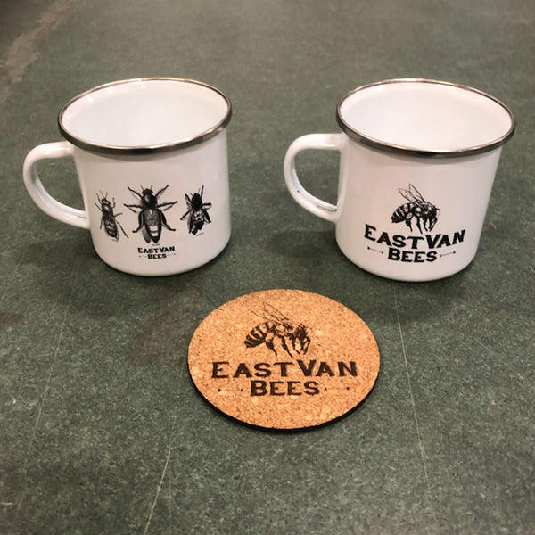 Tin enamel Camping Coffee Mug - Vintage Honey Label