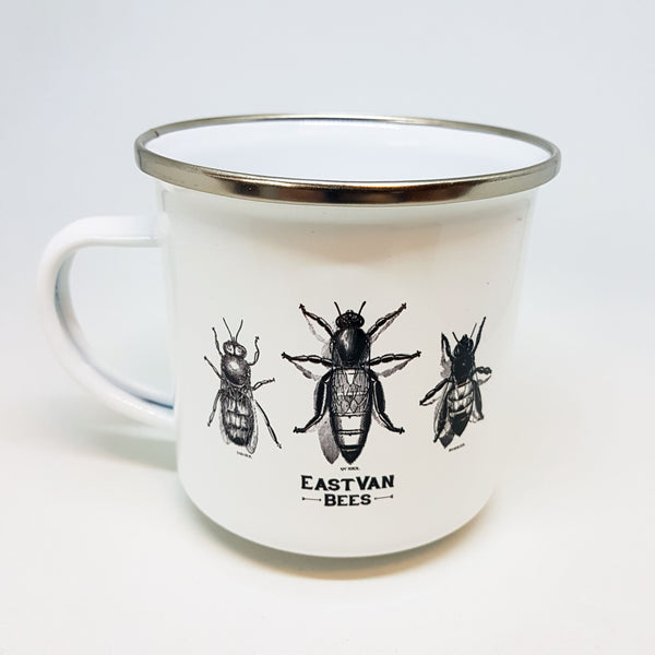 Tin enamel Camping Coffee Mug - Vintage Victorian Bees
