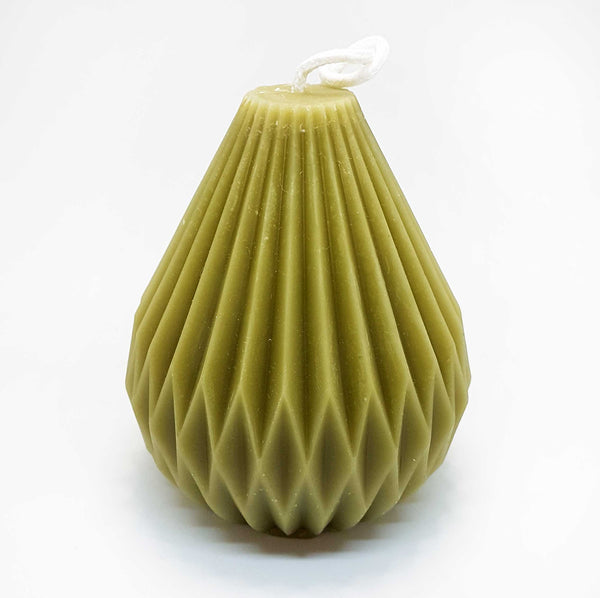 Beeswax candle- Fluted Pyramid - 4.25" - 100% Pure Canadian Beeswax