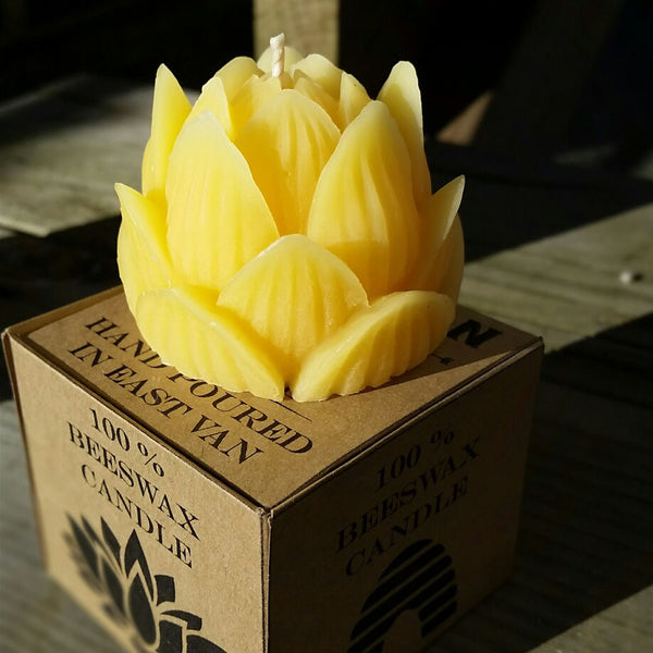 LOTUS FLOWER - 100% Beeswax Candle - 3 pack