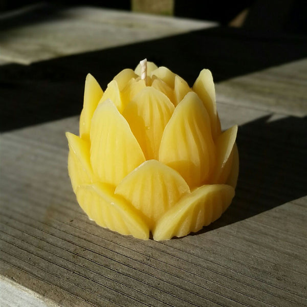 Gift Box with 100% Beeswax Lotus Flower Candle, 2 x Lip Balms, Gardeners Moisturizing Salve