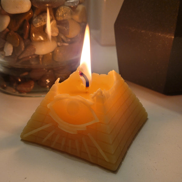 Beeswax candle- Eye of Providence pyramid