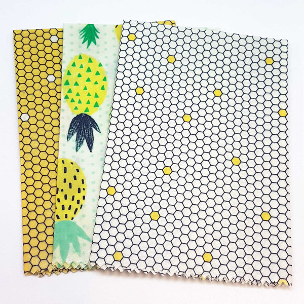 Beeswax Food Wraps -3 Large wraps pack - Zero waste- Food Safe - Reusable- Free shipping